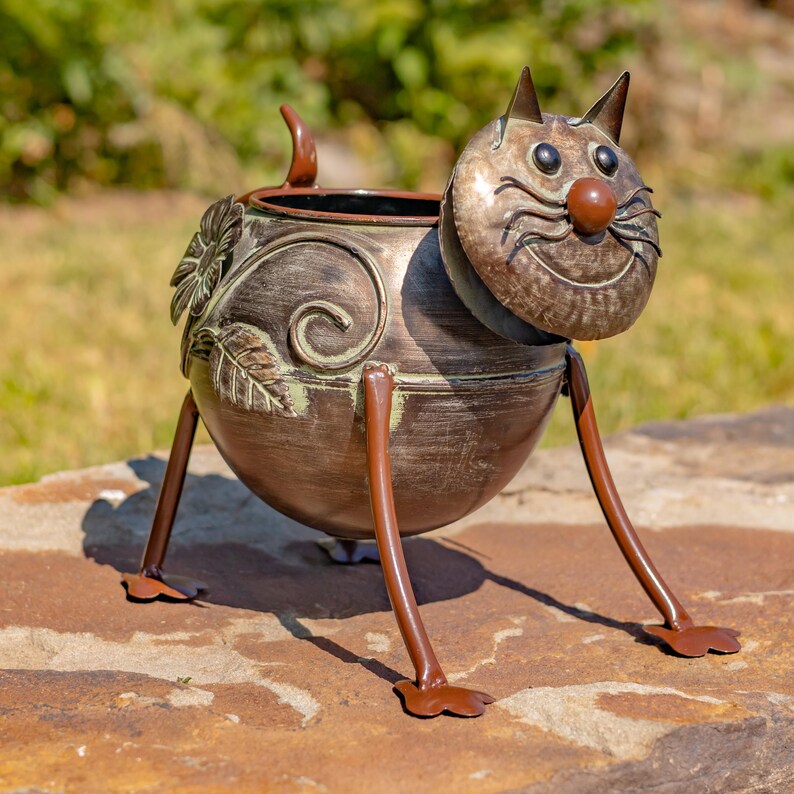 Ensemble de 4 jardinières galvanisées en forme d'animaux, fer, 53,3 cm x 24,8 cm x 54 cm