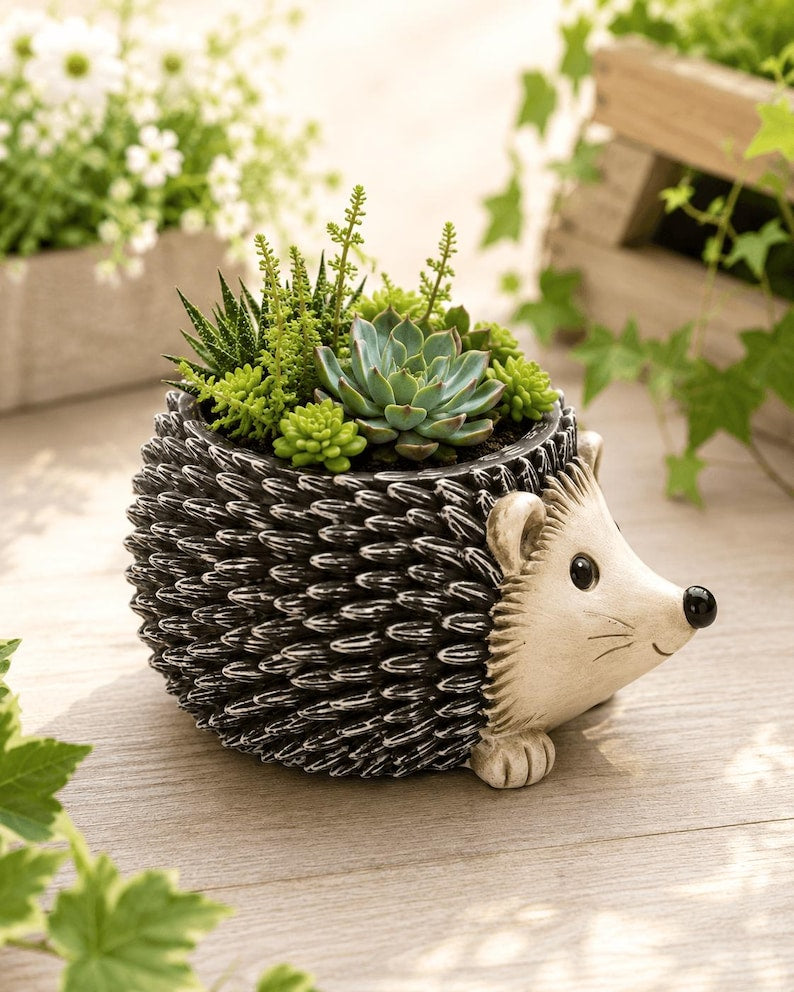 Pot de fleurs hérisson en résine pour plantes succulentes, décoration de jardin et intérieur, 9x9x10 cm
