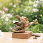 Figurine en résine tortue lisant un livre et lapin endormi, statue de jardin pour clôture, terrasse ou cour, cadeau de pendaison de crémaillère