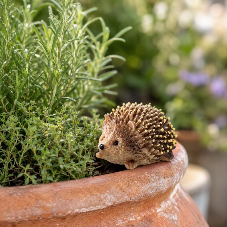 Mini Hérisson en Résine, Décoration Jardin Féérique, Ornement Bonsaï, Accessoire Micro-Paysage Forestier
